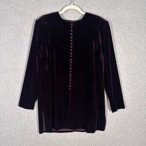 Vintage Velvet Tunic Top 14W Purple Plum Flowy Whimsigoth Witchy Retro Lagenlook